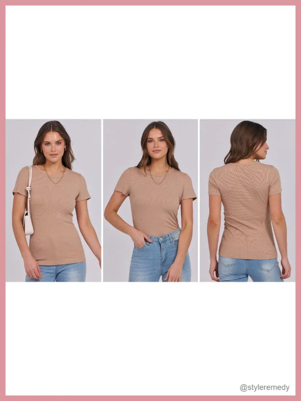 Short Sleeve Crewneck Ribbed Knit Slim Fit Shirt Summer Top Basic Tee